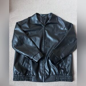 Automet Black Faux Leather Zip-Up Jacket
